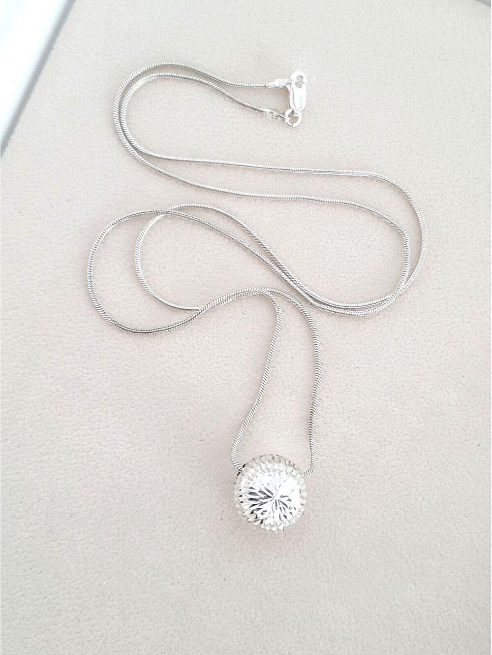 Vintage Reversible Diamond Cut and Smooth Single Ball Snake Chain Necklace